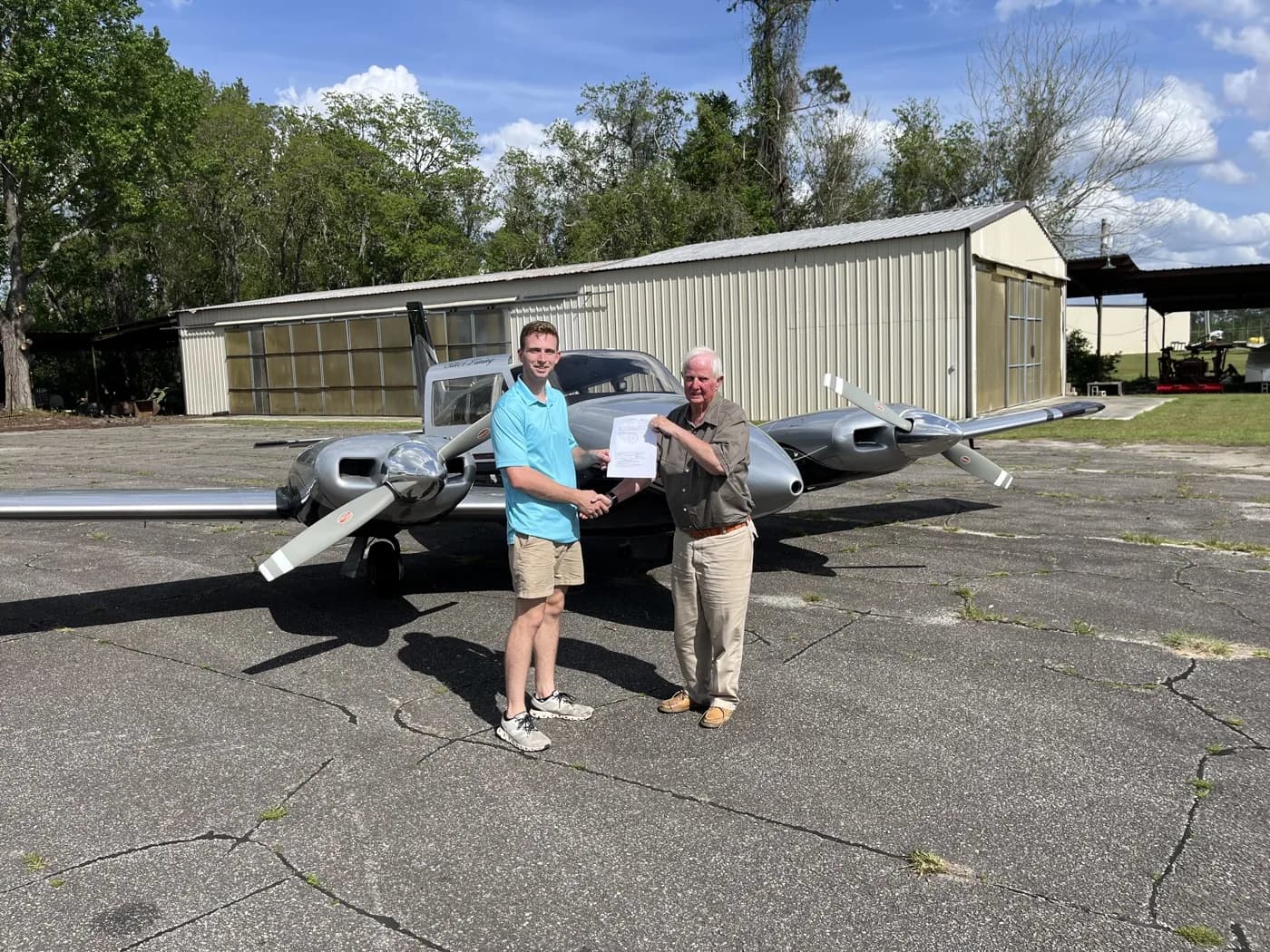 The certificate every working pilot wants — Commercial Multi-Engine on our Twin Comanche.